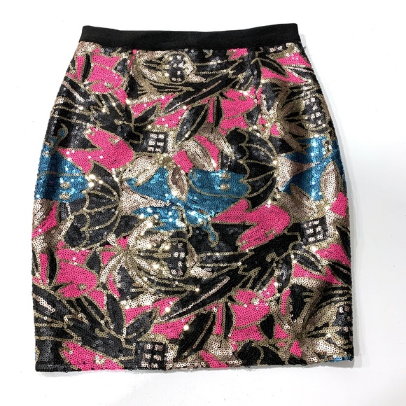 WOW Couture Sequin Front Mini Skirt Fuchsia Multi - Picture 4 of 6